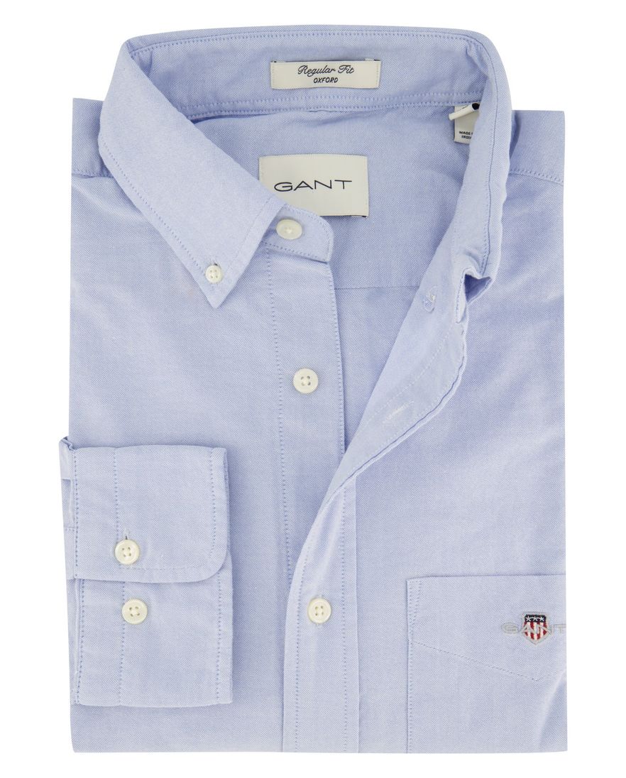 Gant casual overhemd Regular Fit lichtblauw effen met borstzak