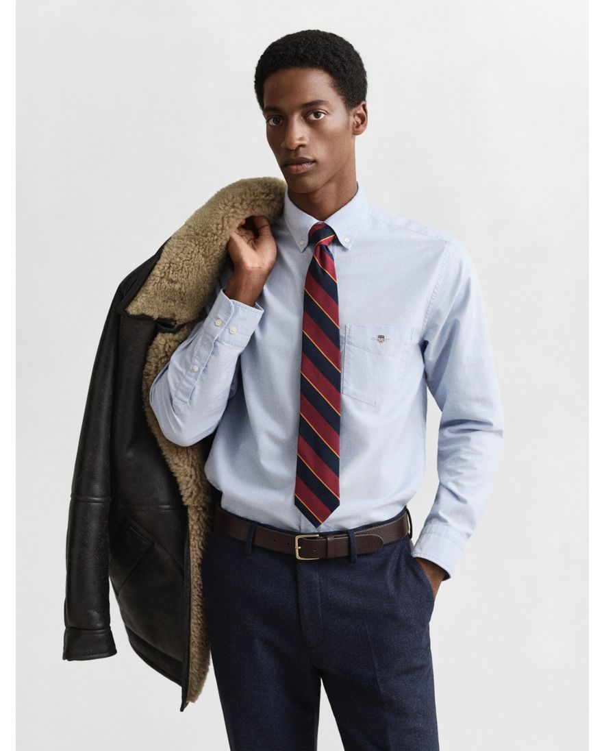 Gant casual overhemd Regular Fit lichtblauw effen met borstzak