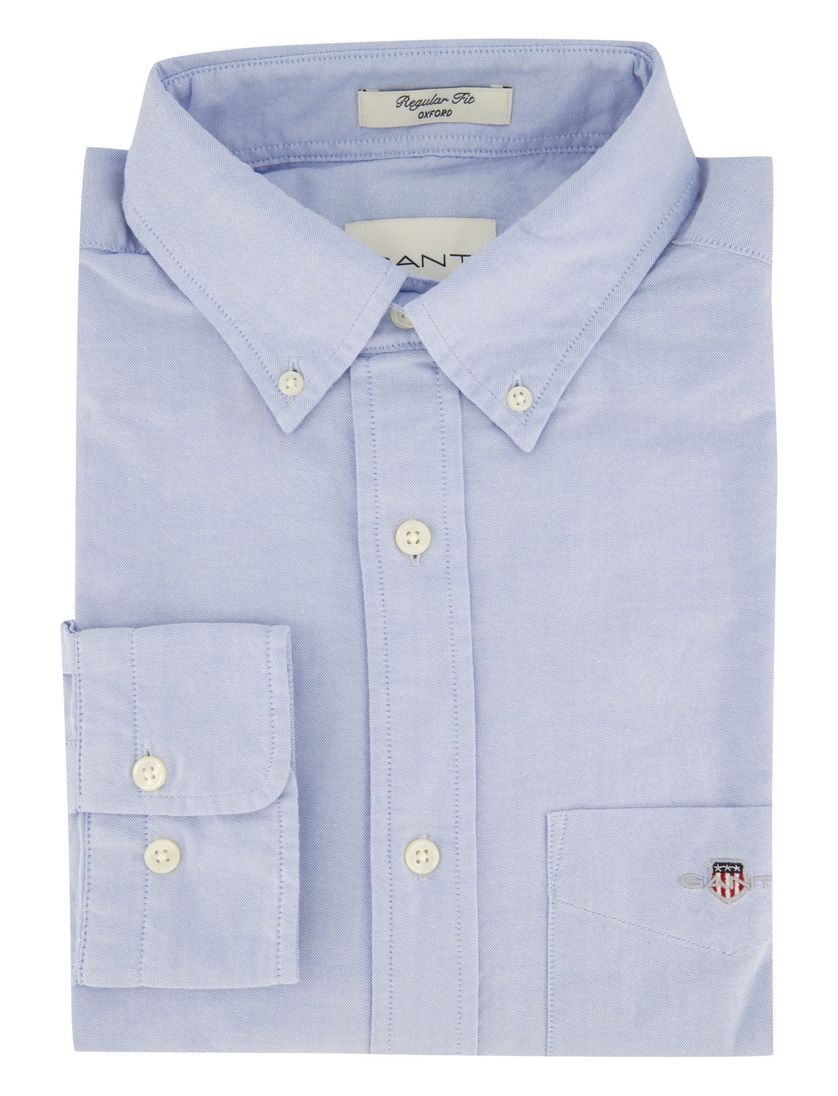Gant casual overhemd Regular Fit lichtblauw effen katoen