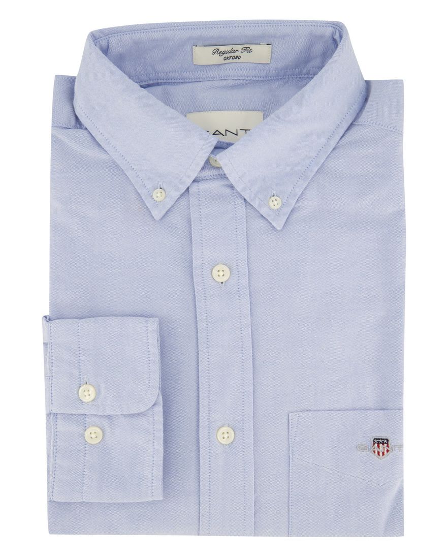 Gant casual overhemd Regular Fit lichtblauw effen met borstzak