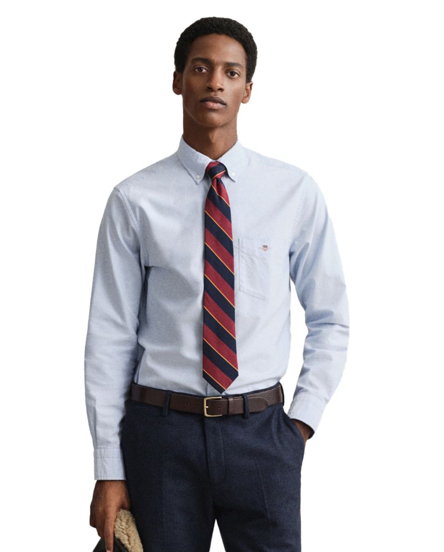 Gant casual overhemd Regular Fit lichtblauw effen met borstzak