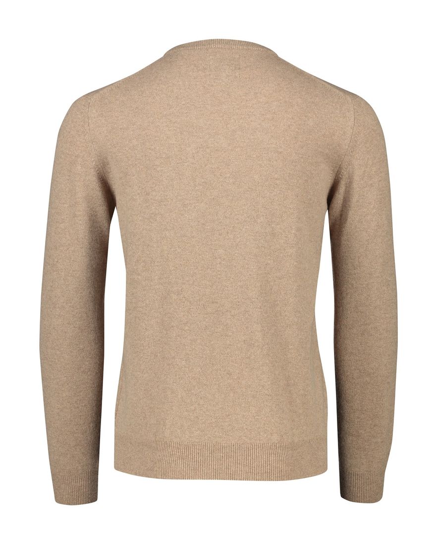 Gant trui v-hals beige effen lamswol met logo