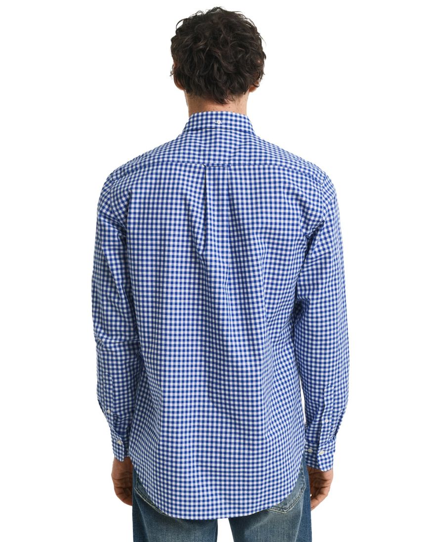 Gant casual geruit overhemd normale fit blauw katoen