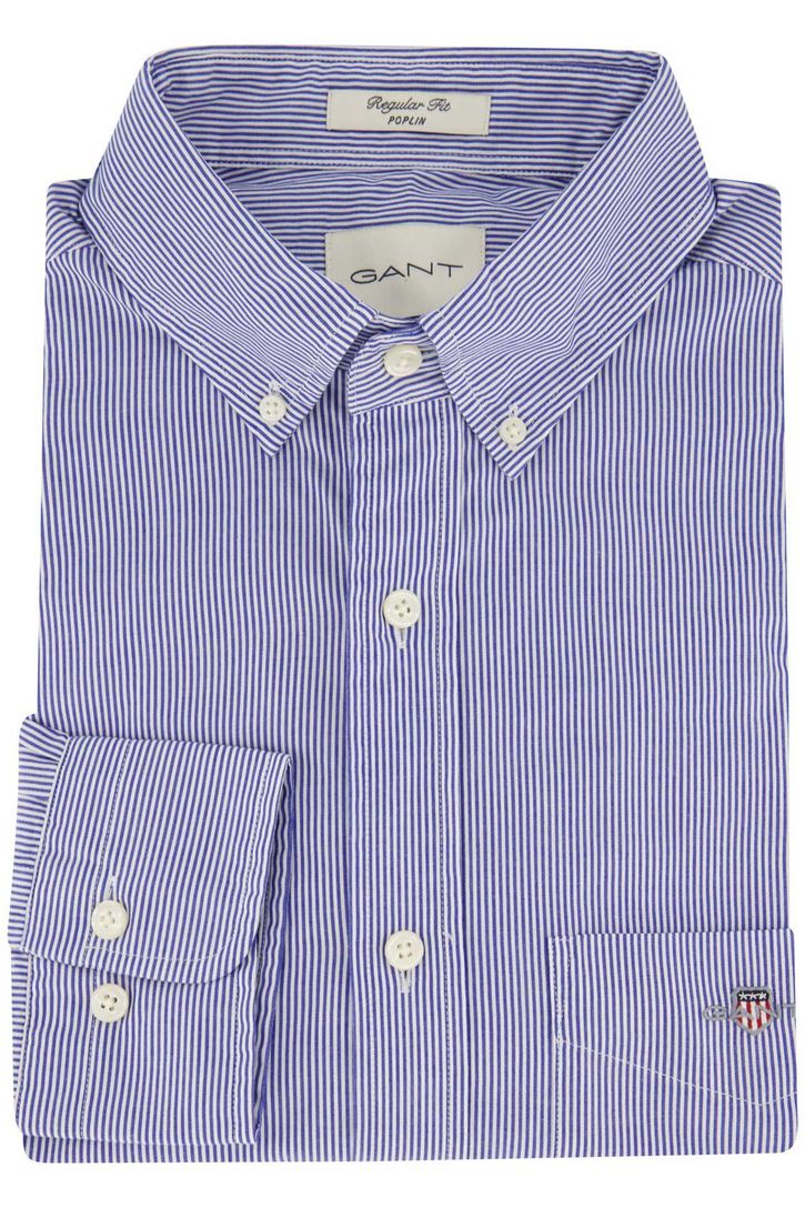Katoenen Gant casual overhemd normale fit lichtblauw gestreept