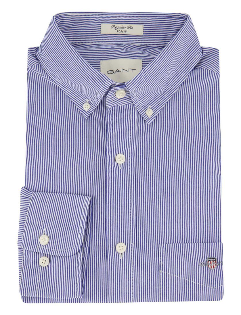 Katoenen Gant casual overhemd normale fit lichtblauw gestreept