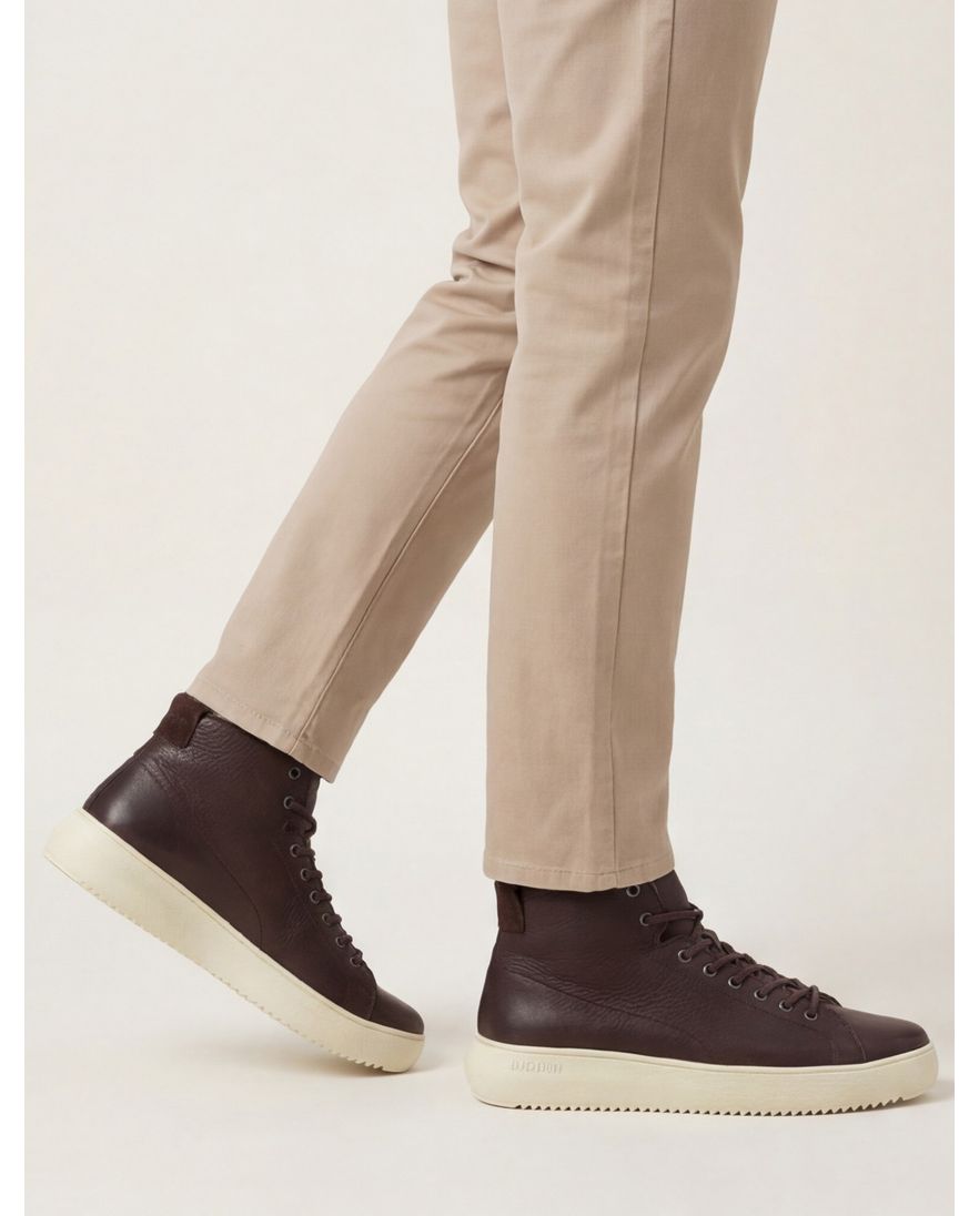 Blackstone sneakers donkerbruin effen leer