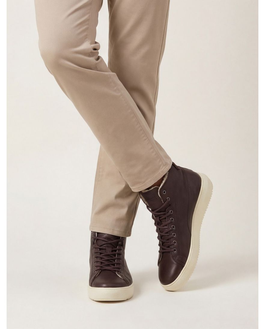 Blackstone sneakers donkerbruin effen leer