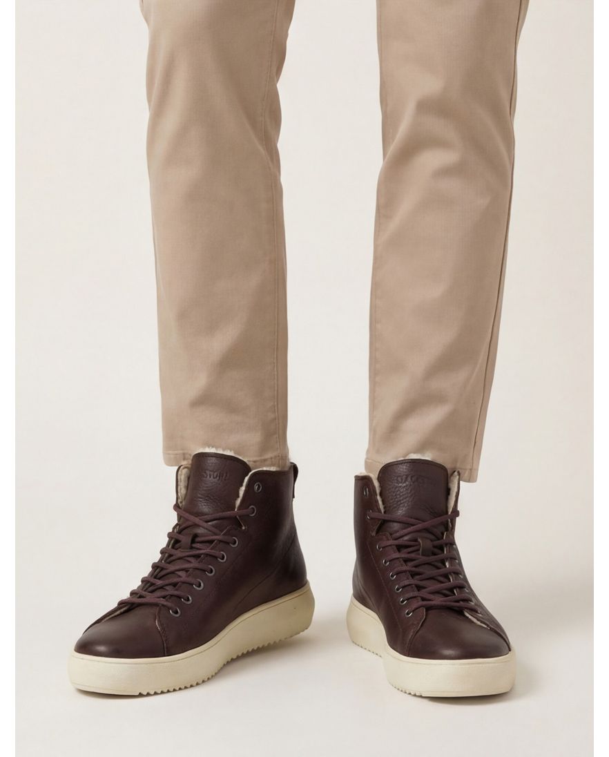 Blackstone sneakers donkerbruin effen leer