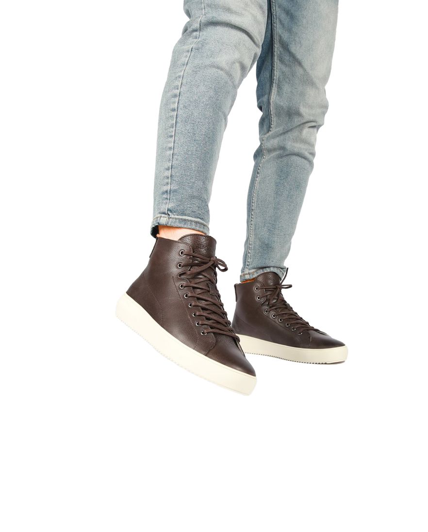 Blackstone sneakers donkerbruin effen leer