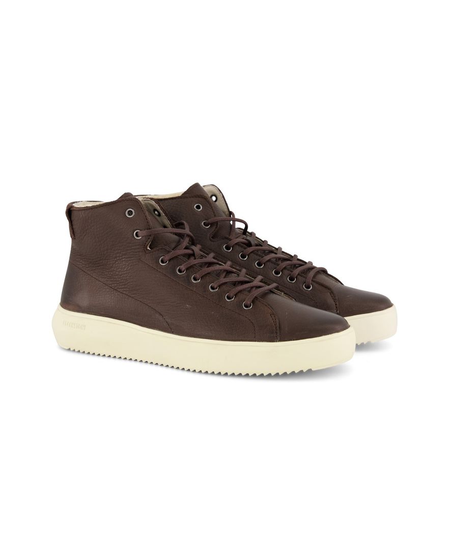 Blackstone sneakers donkerbruin effen leer