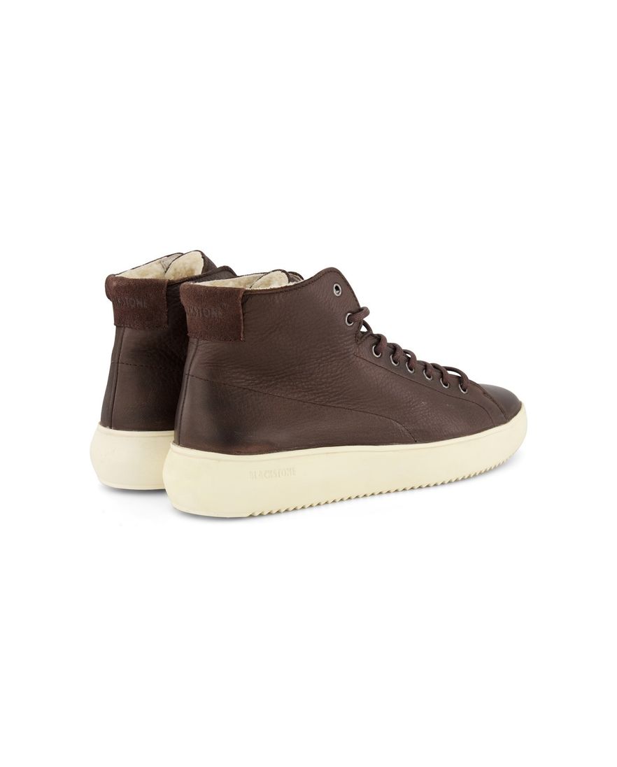 Blackstone sneakers donkerbruin effen leer