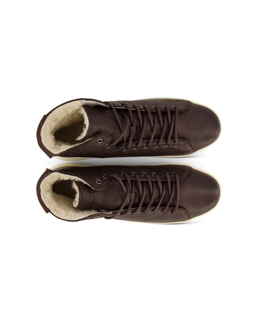 Blackstone sneakers donkerbruin effen leer