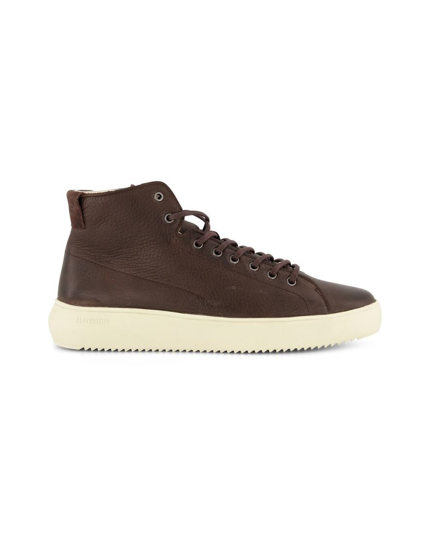 Blackstone sneakers donkerbruin effen leer