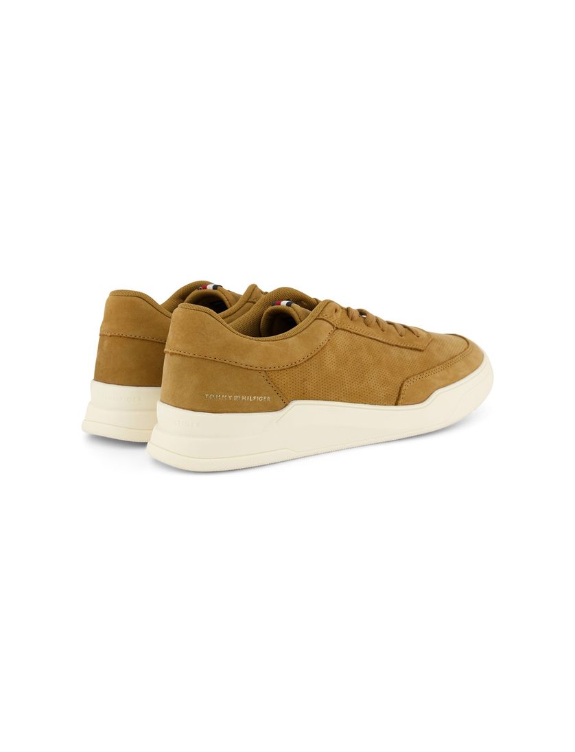 Tommy Hilfiger sneakers camel effen leer met veters