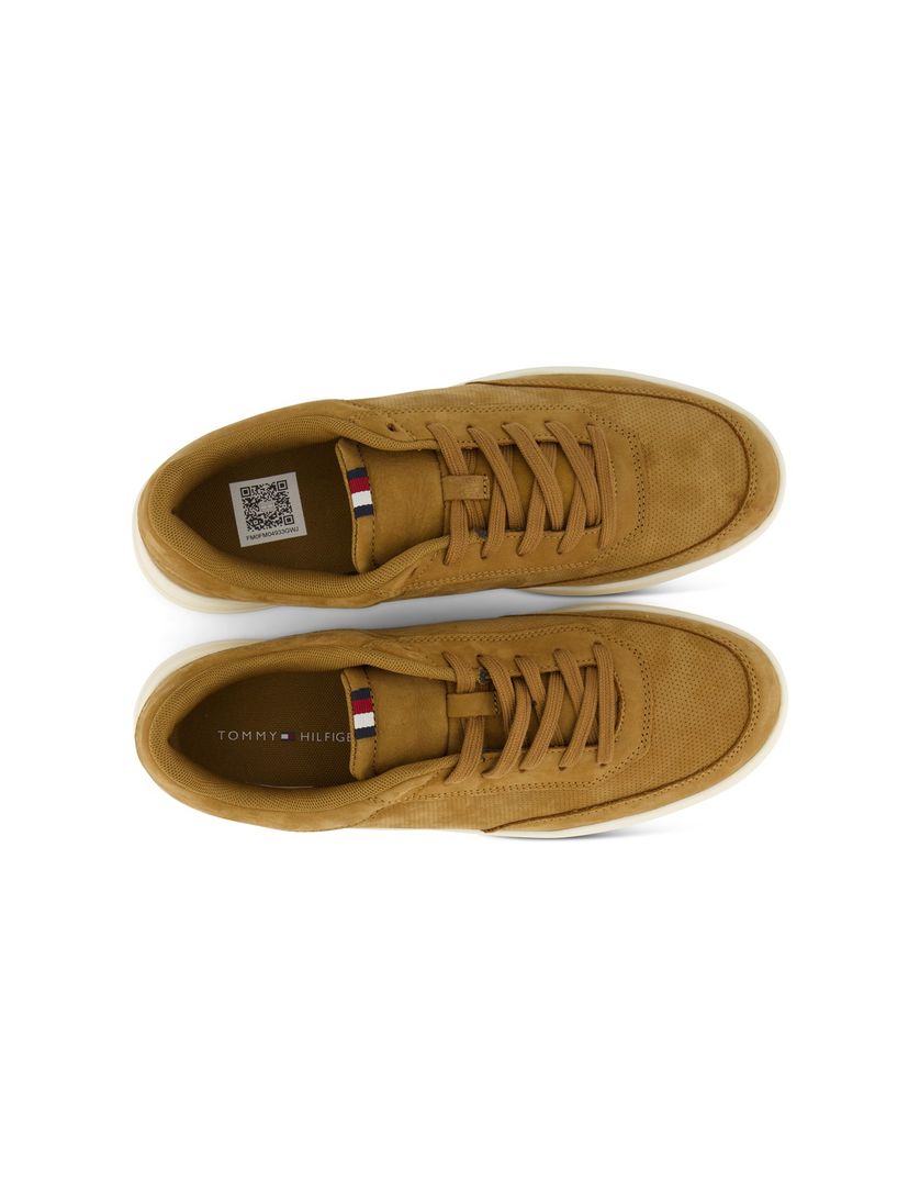 Tommy Hilfiger sneakers camel effen leer met veters
