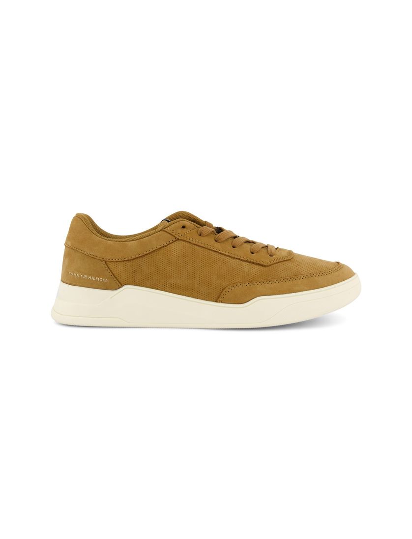 Tommy Hilfiger sneakers camel effen leer met veters