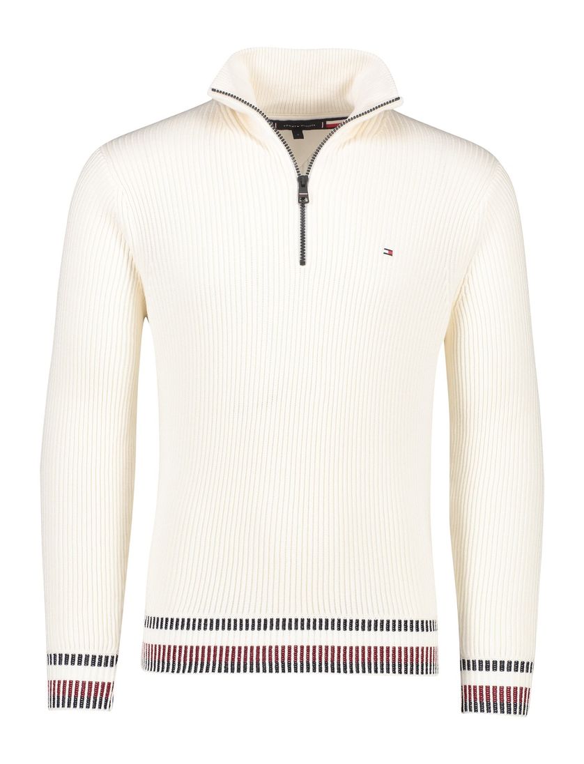 Katoenen Tommy Hilfiger trui opstaande kraag wit geprint