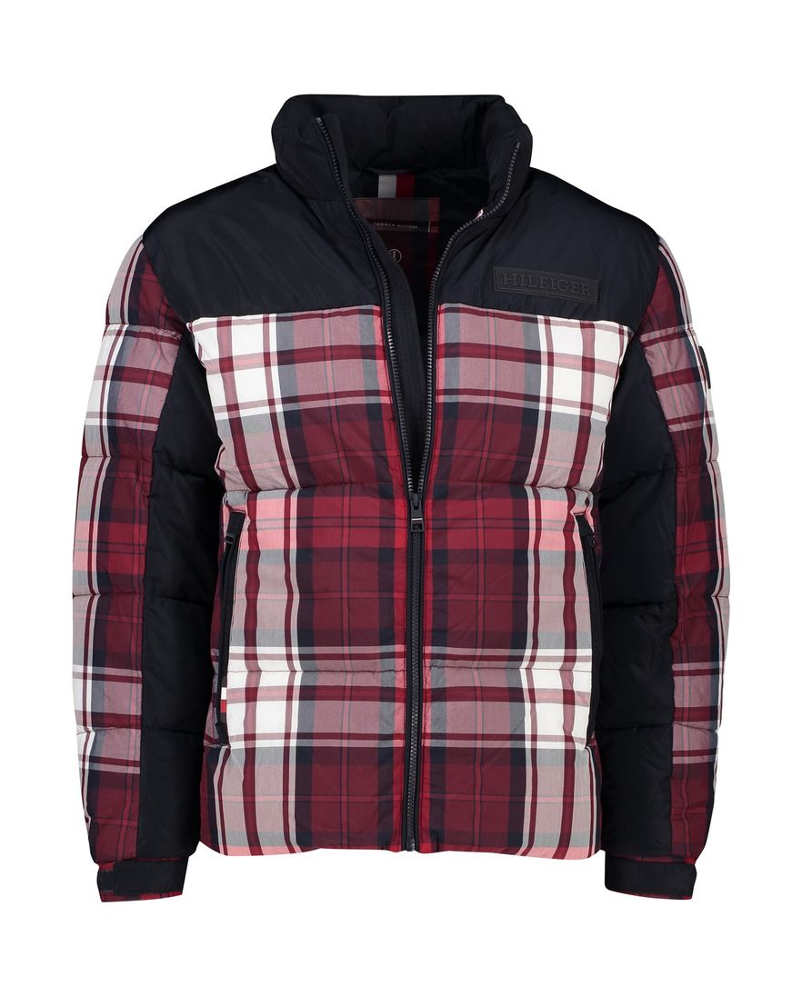 Tommy Hilfiger winterjas normale fit rood geruit