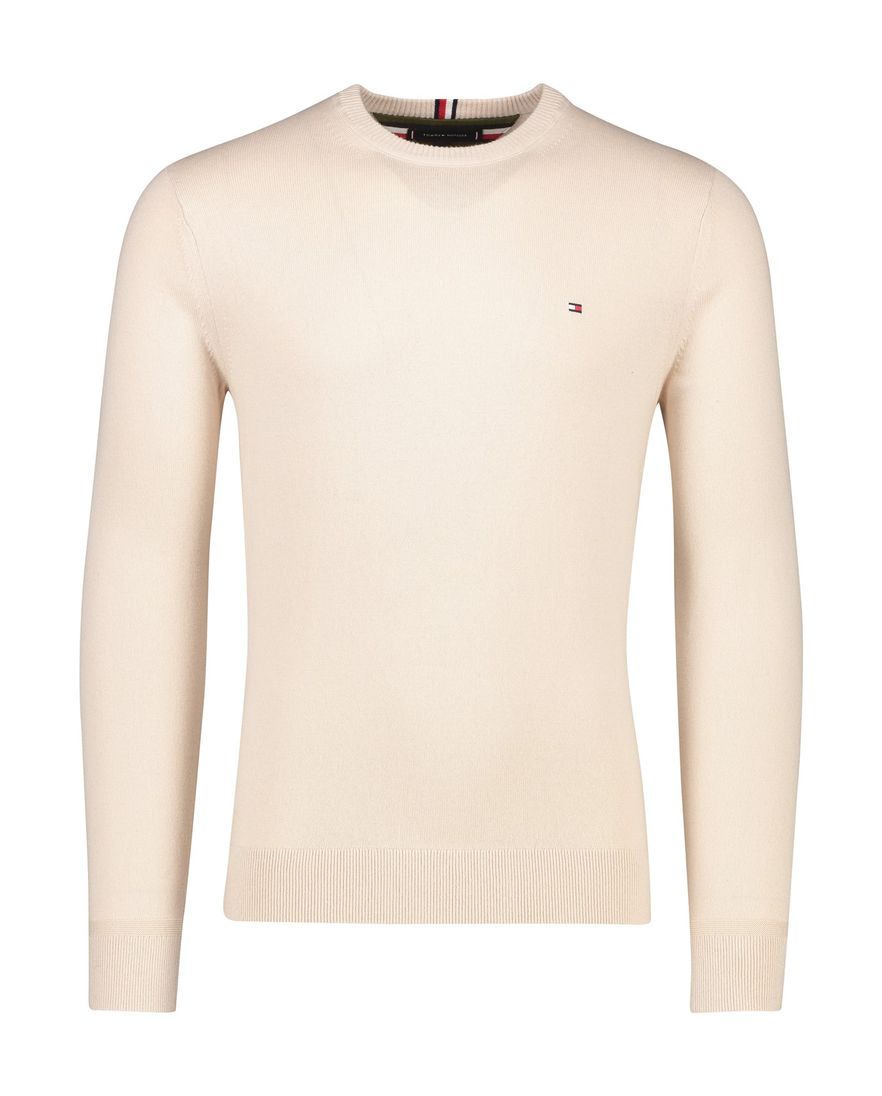 Tommy Hilfiger trui ronde hals creme katoen