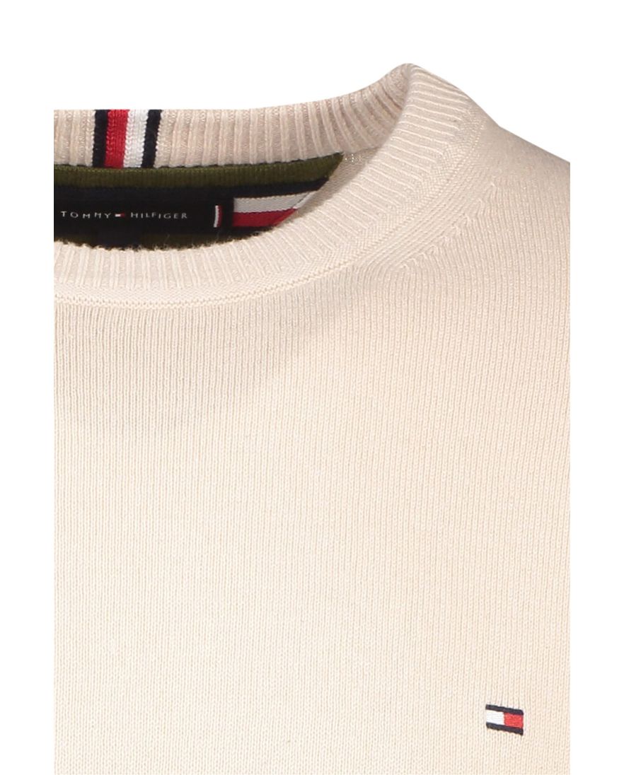 Tommy Hilfiger trui ronde hals creme katoen