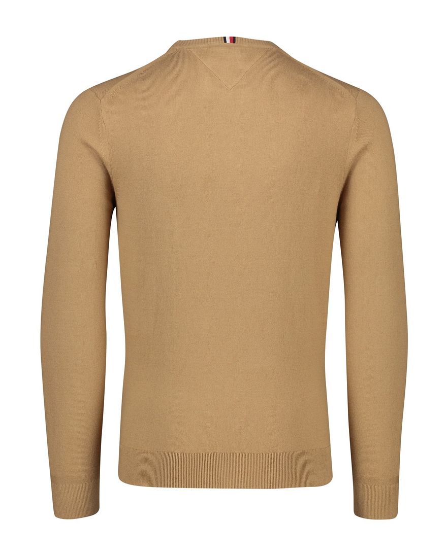 Trui Tommy Hilfiger ronde hals beige effen katoen