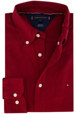 Tommy Hilfiger Tommy Hilfiger casual overhemd normale fit rood effen flanel button-down boord