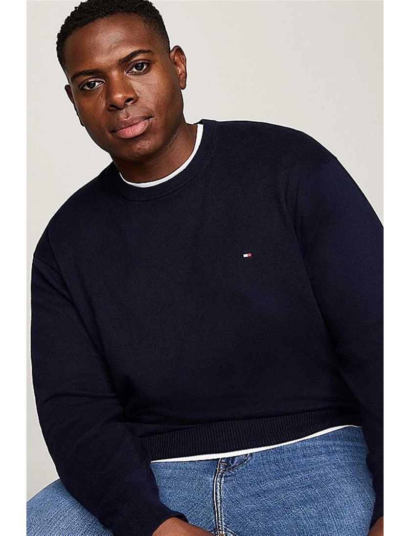 Tommy Hilfiger trui Big&Tall donkerblauw normale fit