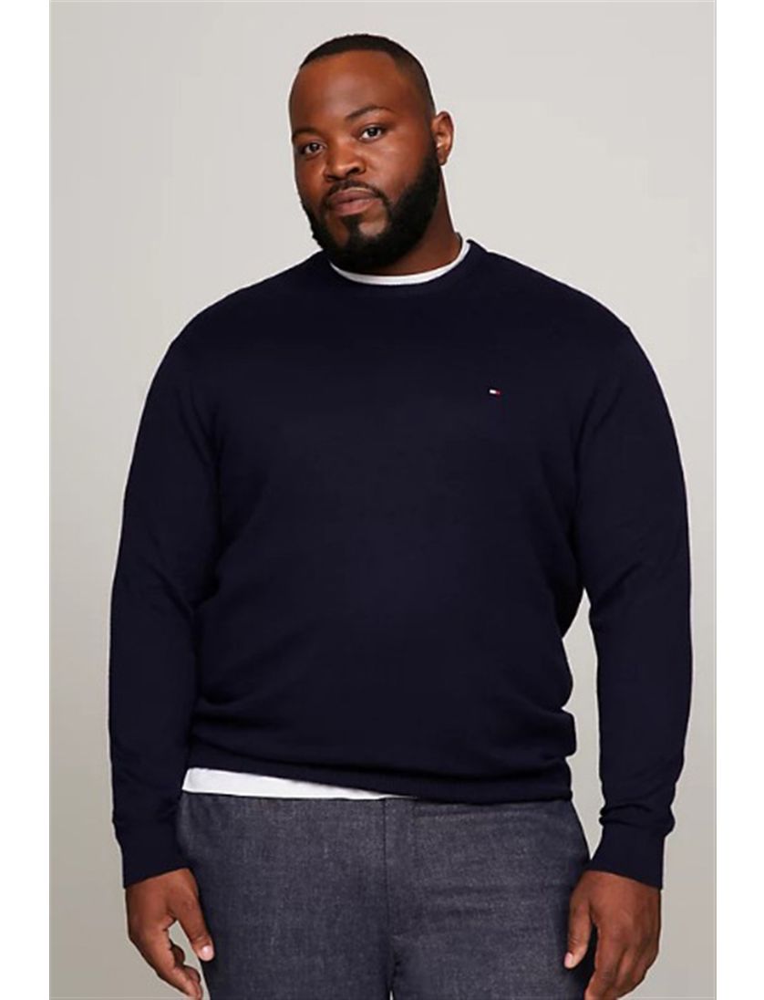 Tommy Hilfiger trui Big&Tall donkerblauw normale fit