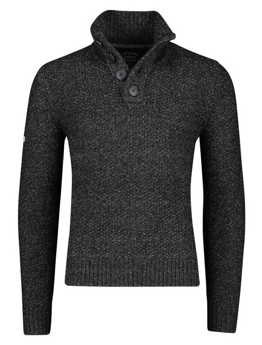 Superdry trui zwart opstaande hals en knopen