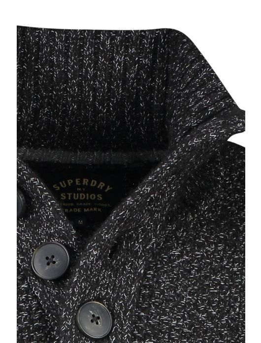 Superdry trui zwart opstaande hals en knopen