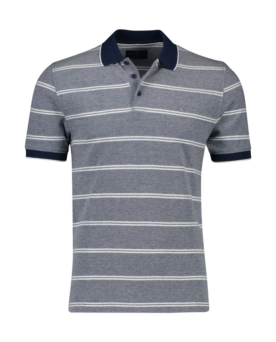 Portofino polo blauw gestreept katoen