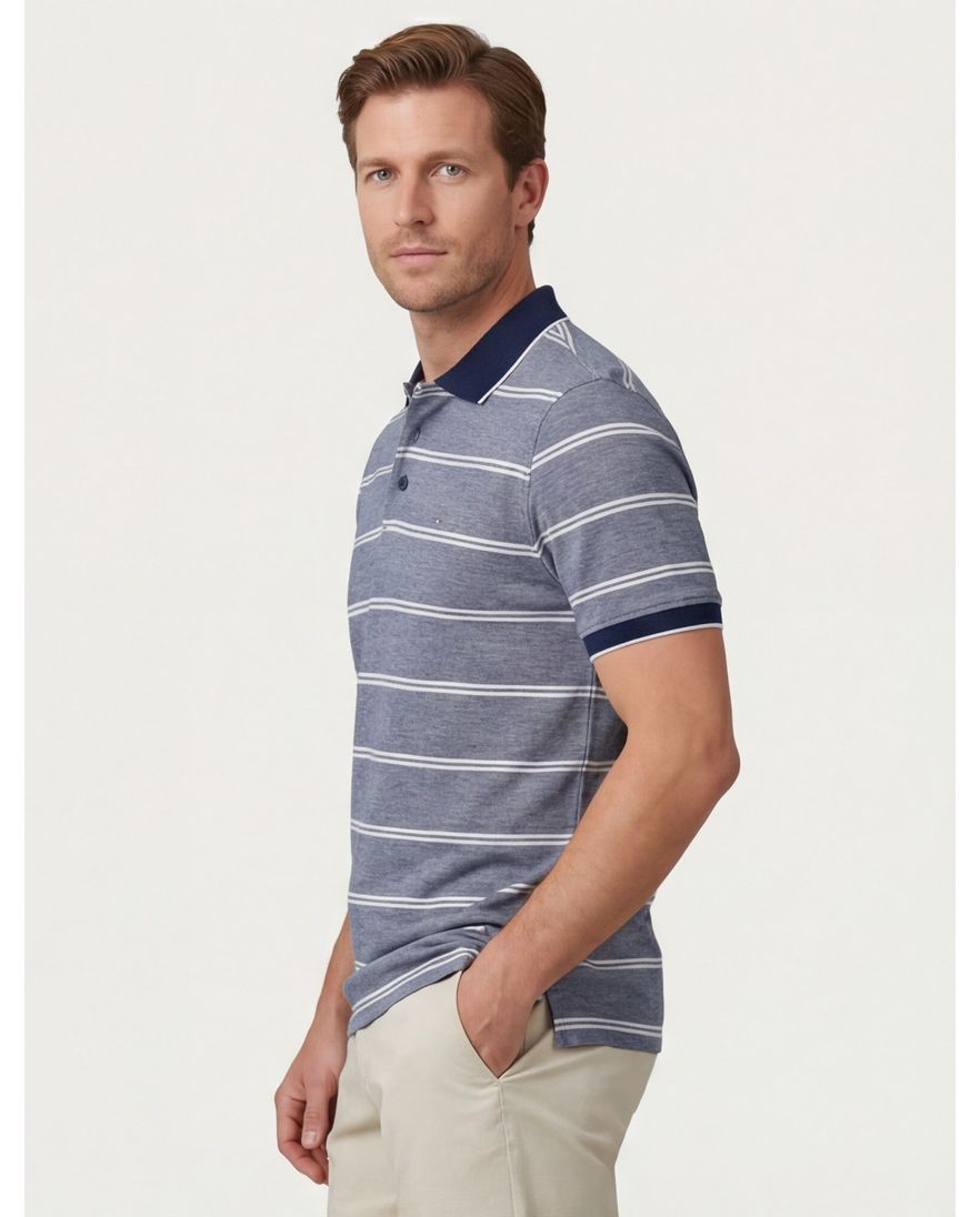 Portofino polo blauw gestreept katoen