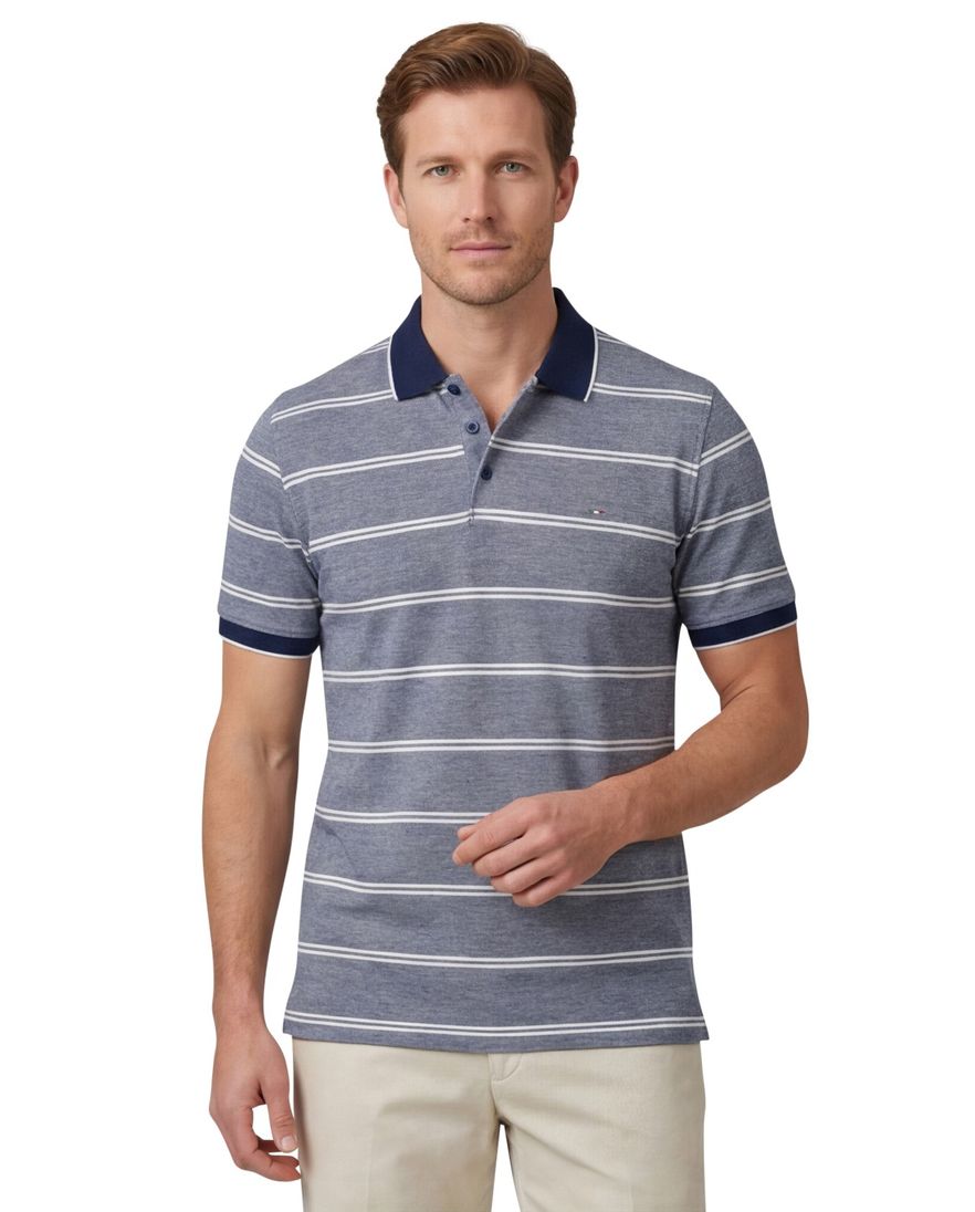 Portofino polo blauw gestreept katoen