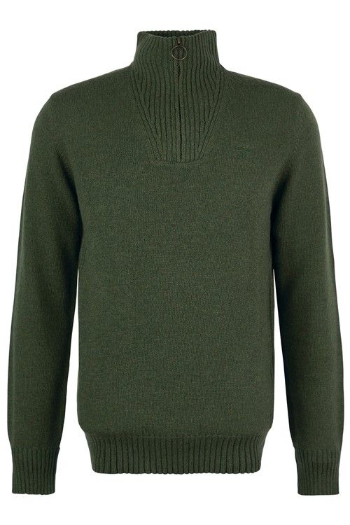 Barbour trui groen opstaande kraag wol