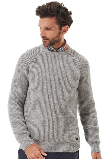 Barbour Barbour lamswol trui ronde hals grijs
