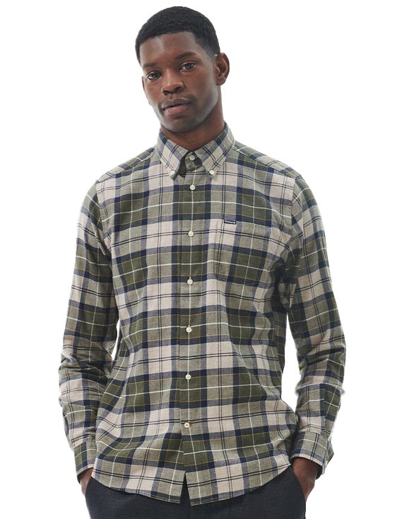 Barbour overhemd normale fit groen geruit katoen