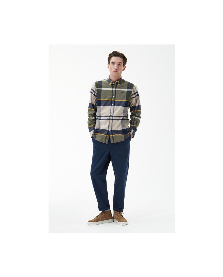 Barbour casual overhemd groen normale fit geruit katoen
