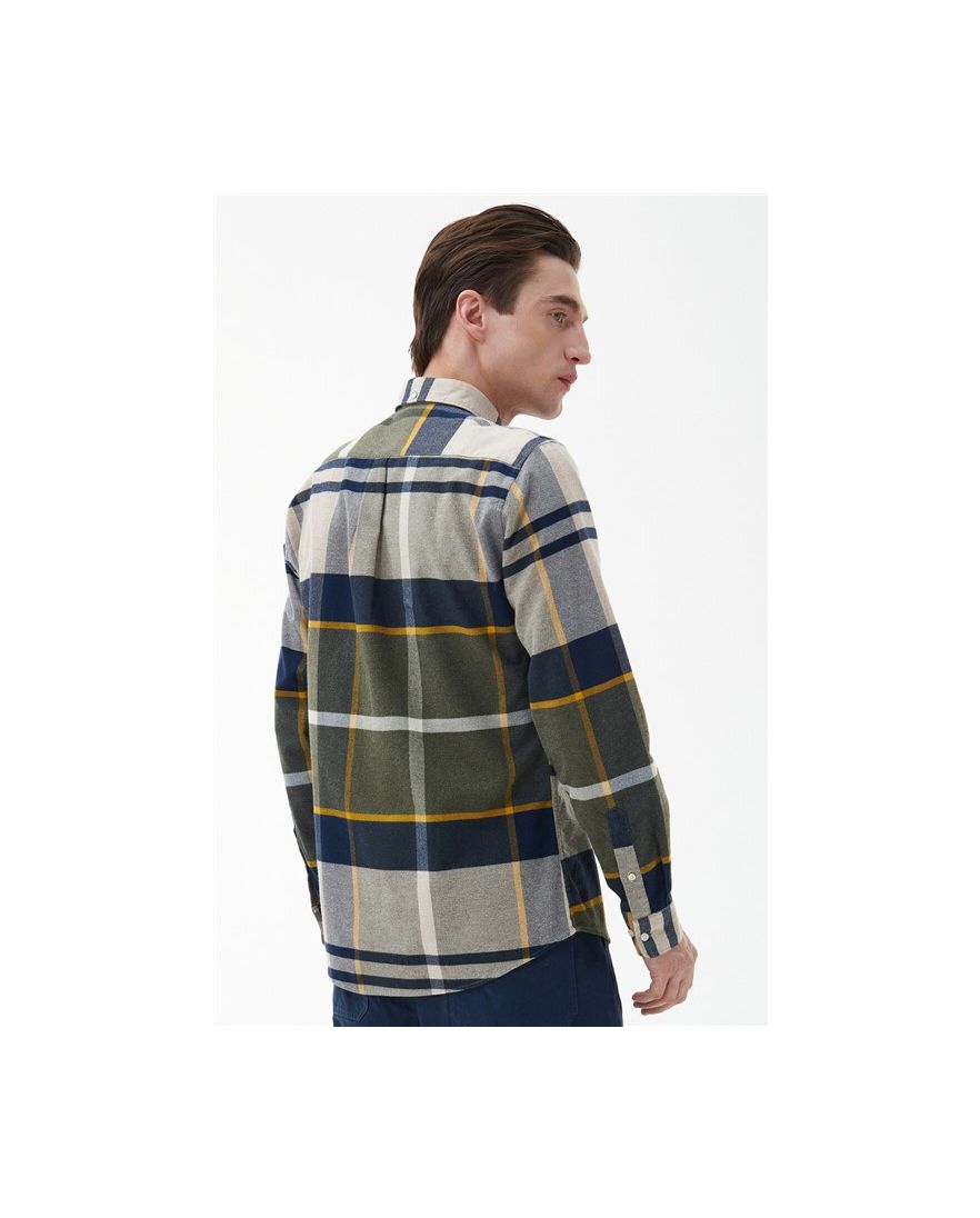 Barbour casual overhemd groen normale fit geruit katoen