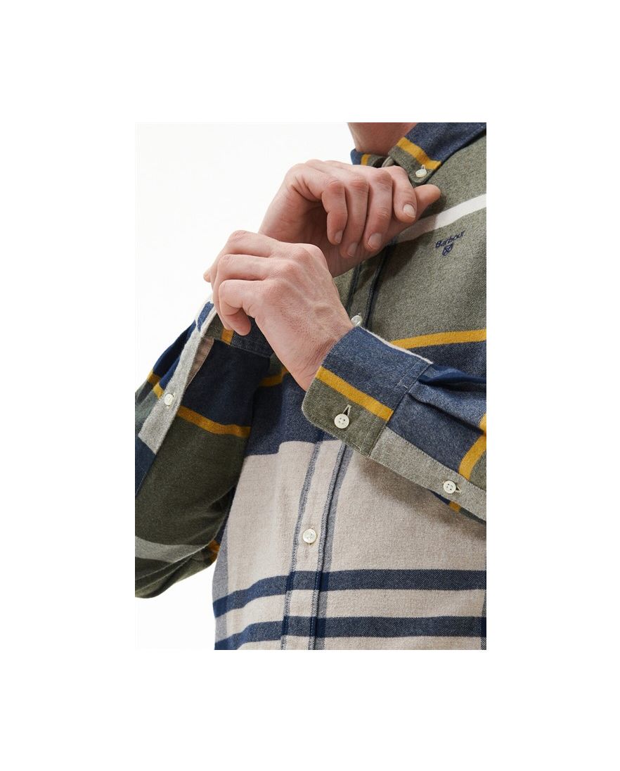 Barbour casual overhemd groen normale fit geruit katoen