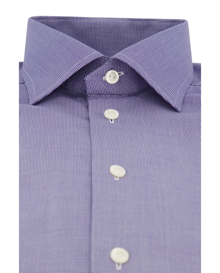 Eton overhemd blauw geruit katoen