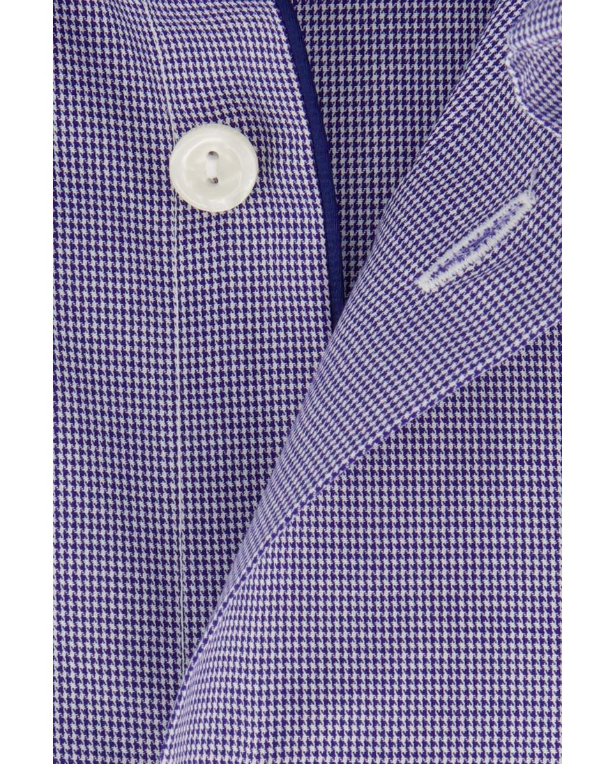 Eton overhemd blauw geruit katoen