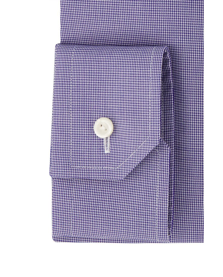 Eton overhemd blauw geruit katoen