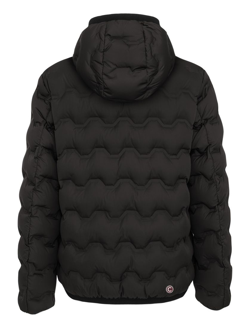 Colmar korte tussenjas zwart effen rits slim fit met capuchon