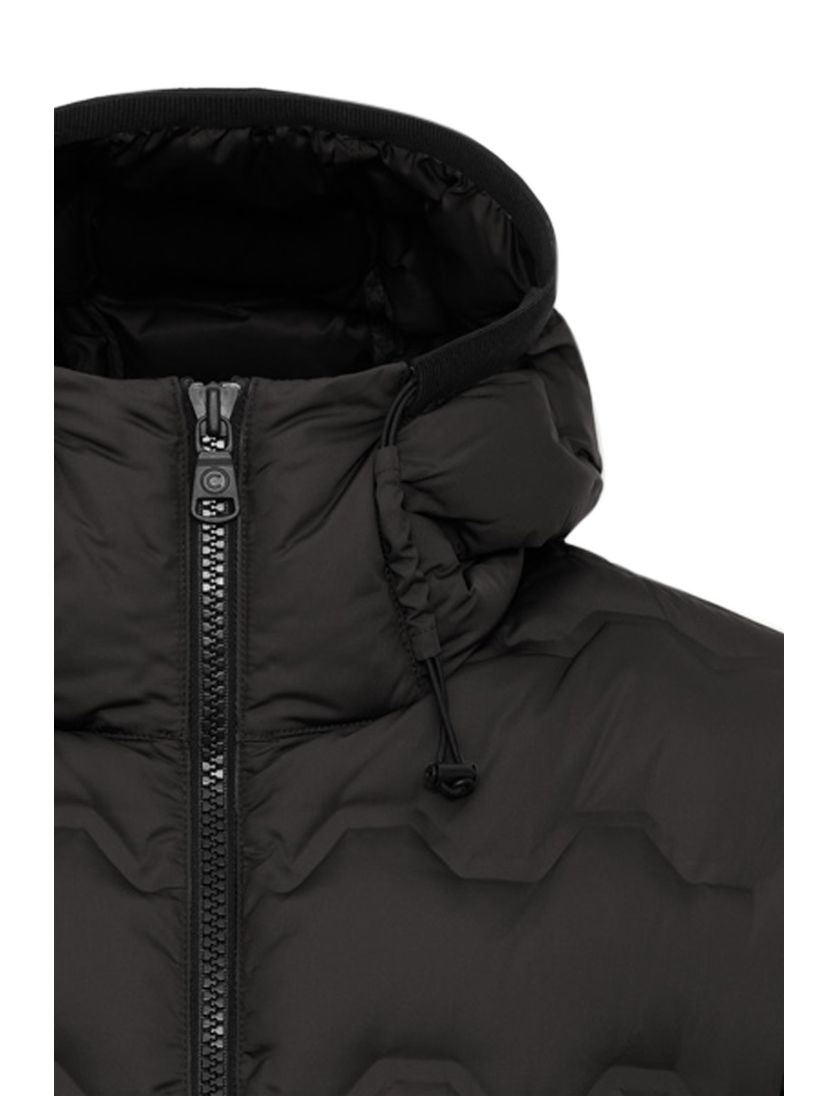 Colmar korte tussenjas zwart effen rits slim fit met capuchon