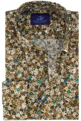Eden Valley Eden Valley casual overhemd wijde fit bruin geprint bloemen katoen