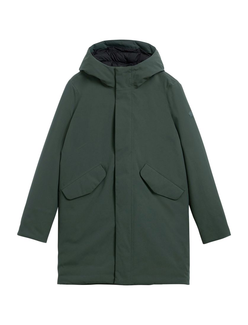 Groene winterjas Elvine Hjalmar effen rits + knoop normale fit