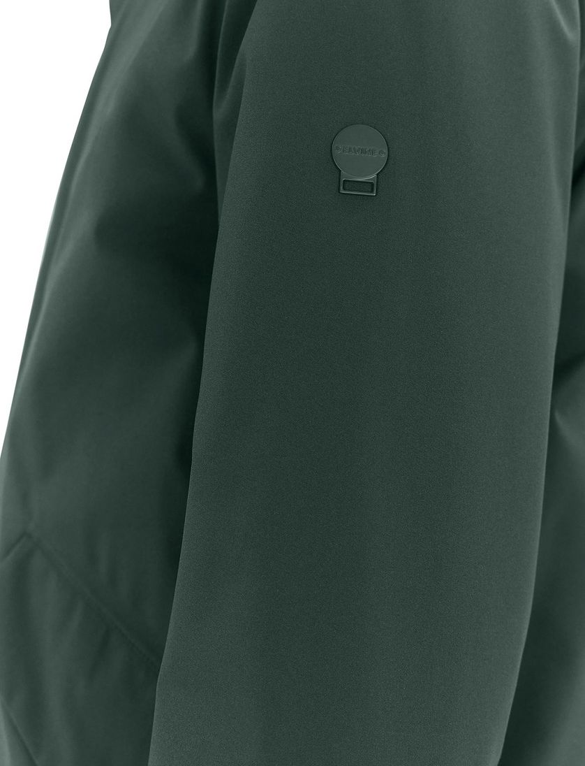 Groene winterjas Elvine Hjalmar effen rits + knoop normale fit