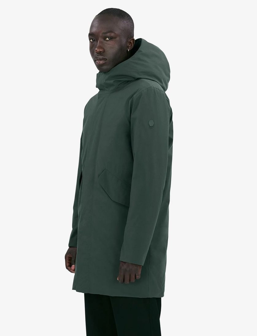 Groene winterjas Elvine Hjalmar effen rits + knoop normale fit