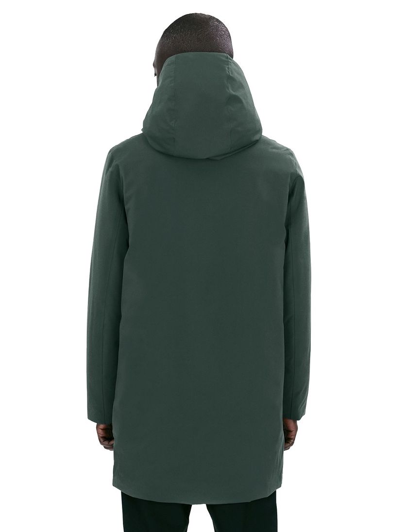 Groene winterjas Elvine Hjalmar effen rits + knoop normale fit