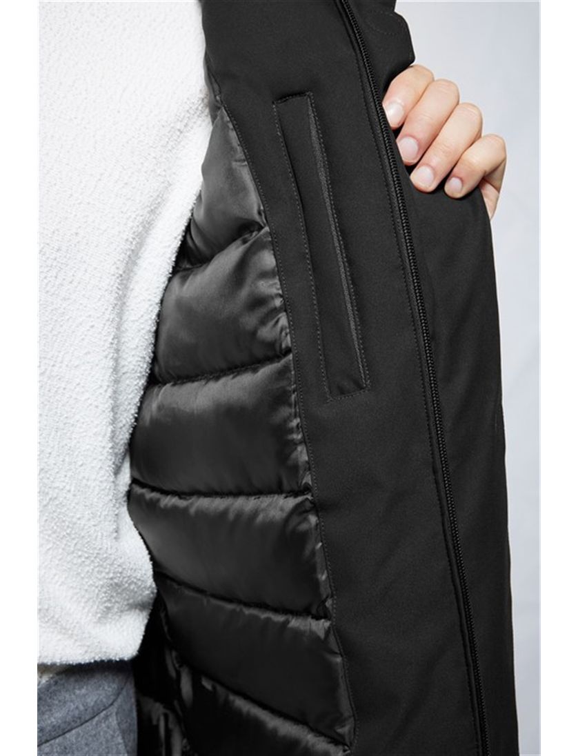 Zwarte winterjas Elvine Jeffrey effen rits normale fit